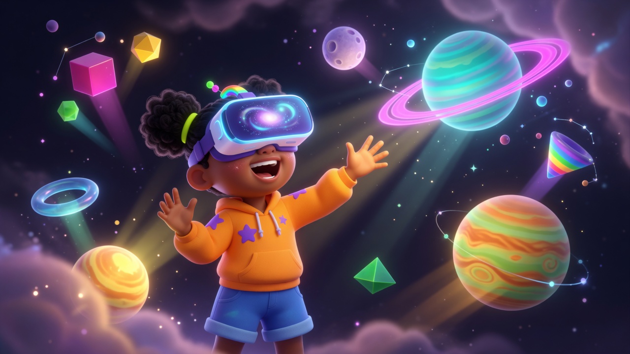 A child exploring in VR